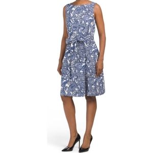 Anne Klein Linen Blend Chelsea Seersucker Fit & Flare Dress